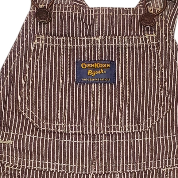 Oshkosh Baby Shortalls Overall Shorts Adjustable Straps Hickory Stripe 12 Months - Picture 5 of 8